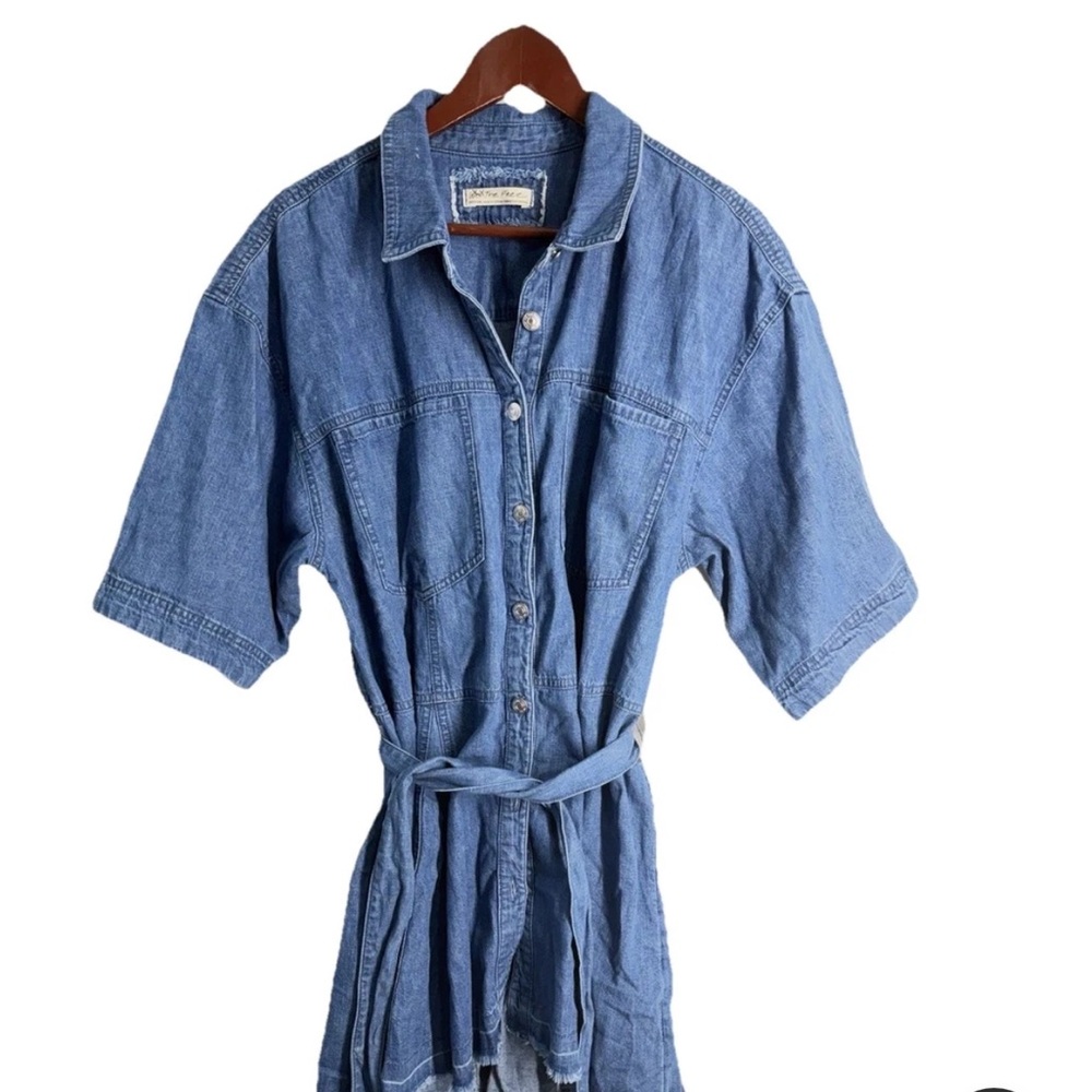 Free People Western Bohemian Oversized Jenny Denim Tunic Top Dress Medium Wash M - Picture 9 of 16